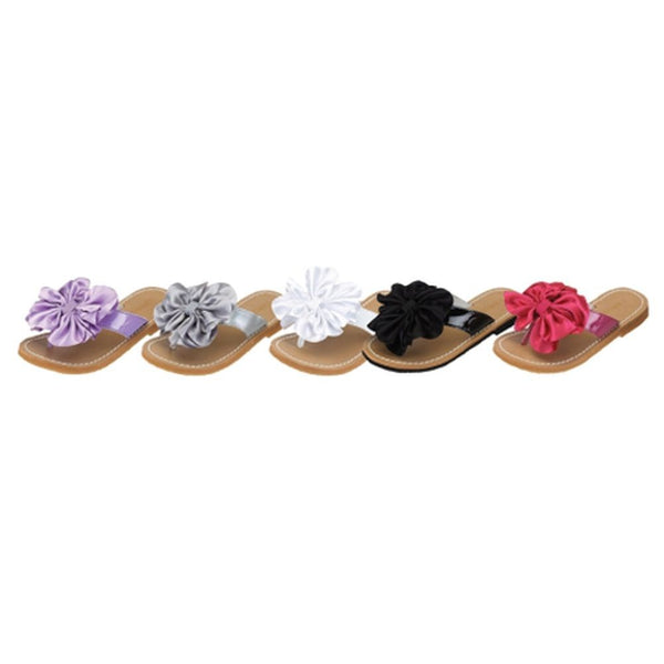 Toddler Little Girls Floral Pom Pom Flip Flop Sandal Size 7-4 - SophiasStyle.com